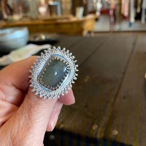 Handmade Sterling Silver and Labradorite Statement Ring